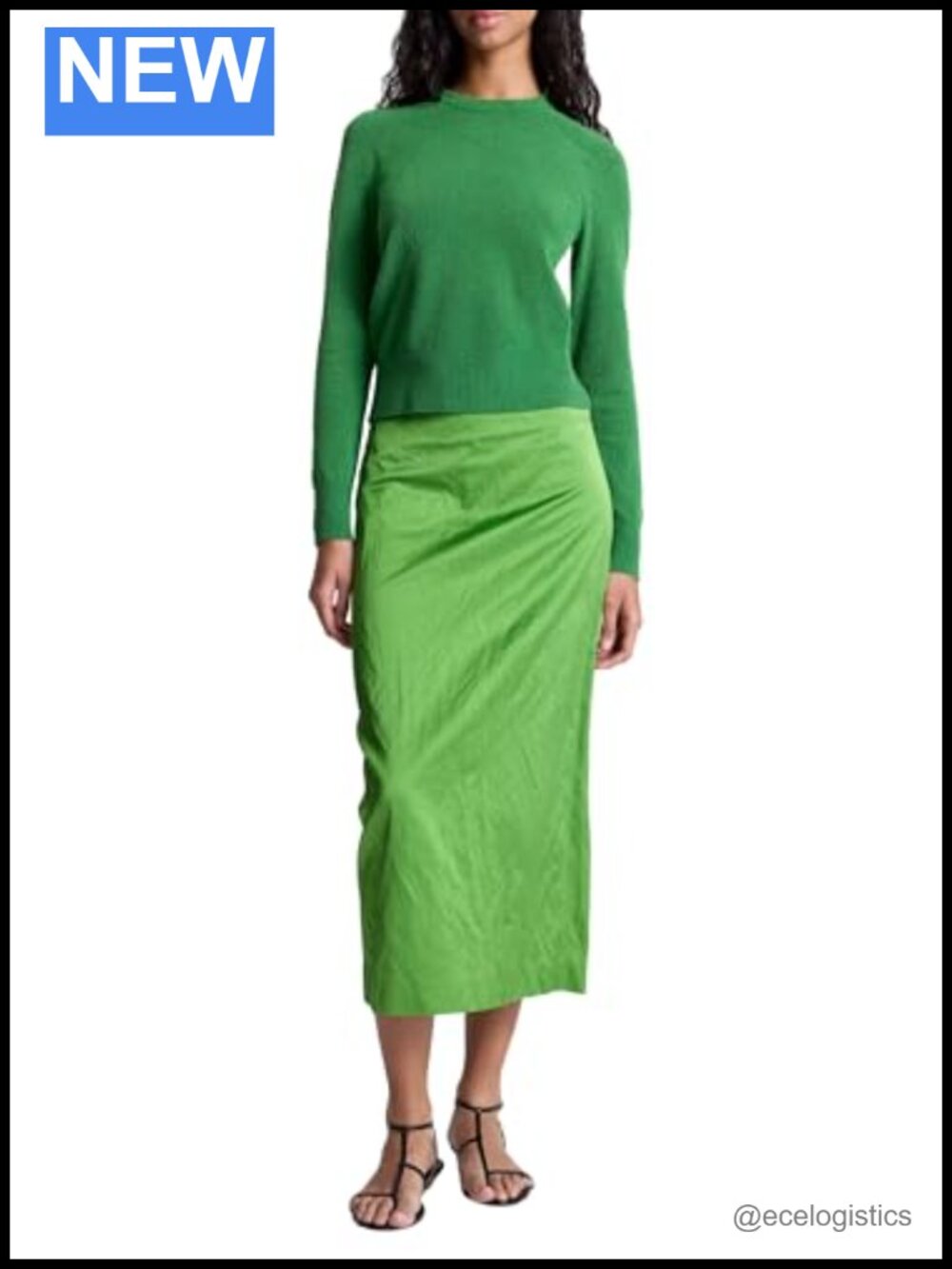 ALC Phoebe Midi Skirt Fitted Hips Zipper Closure Solid Green